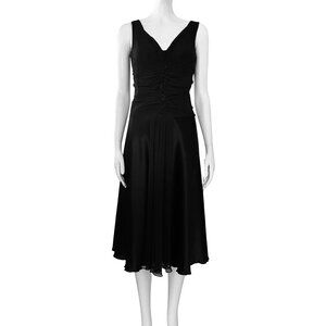 Vintage 90s ABS Black Midi Cocktail Dress Beaded. M/L. Party Retro Prom Deep V